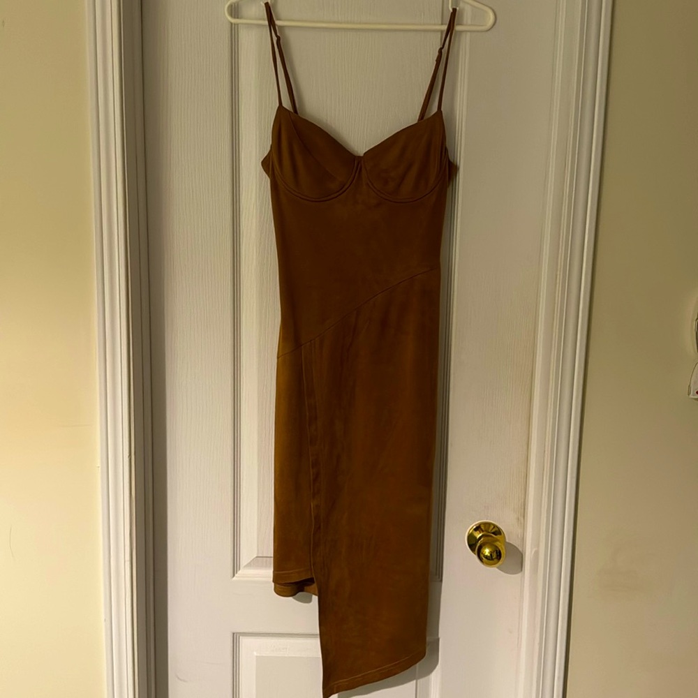 Akira Chicago Velour Coffee Dress